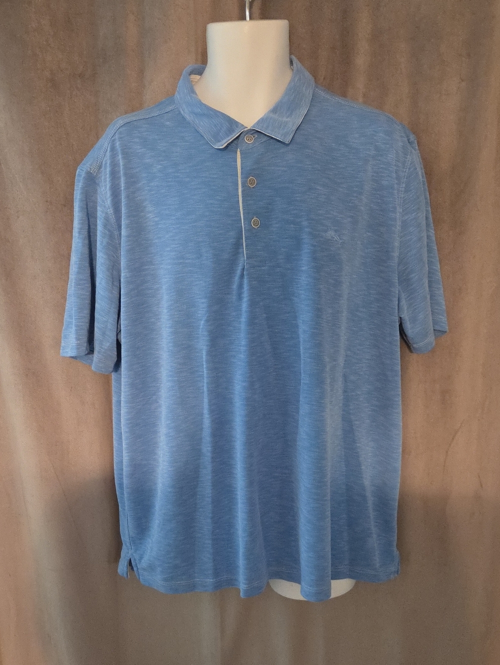 Tommy Bahama XXL Heathered Sky Blue Short-Sleeve Polo